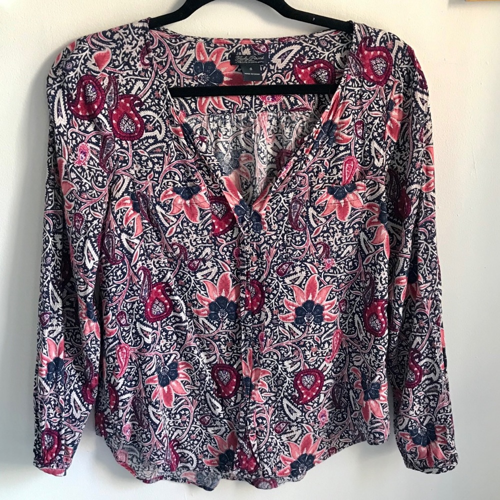Lucky Brand Pink Patterned Blouse